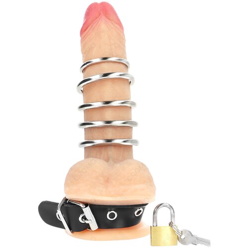 Kink obroček za penis s kovinskimi obročki (črna) Slike