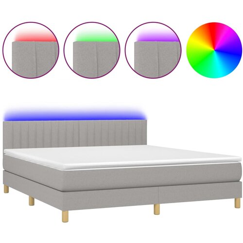 Maison Chic Box spring postelja - Vzmetna postelja z vzmetnico LED sv. siva 180x200 cm blago SL15246, (21905056) Cene