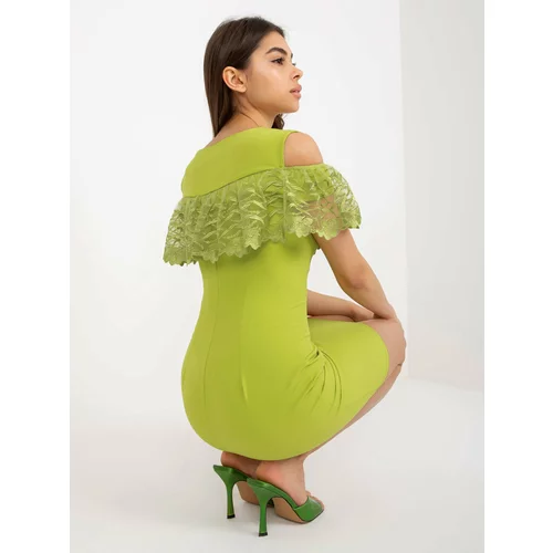 Fashion Hunters Lime cocktail dress with wide frills