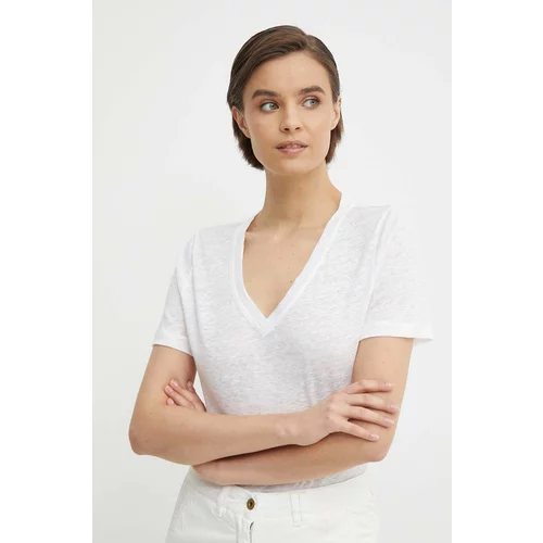 Calvin Klein Lanena kratka majica bela barva, K20K207261