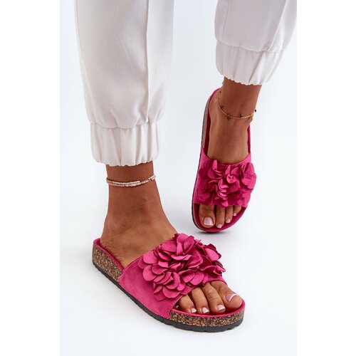 Kesi Women's slippers on a cork platform made of Eco Suede Fuchsia Jaihini Slike