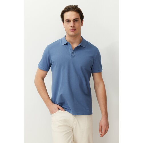 Trendyol Indigo Men's Regular/Normal Fit Textured Polo Neck T-Shirt Slike