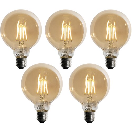 LUEDD Komplet 5 E27 3-stopenjska zatemljiva LED žarnica zlata G95 4W 450lm 2700K Cene