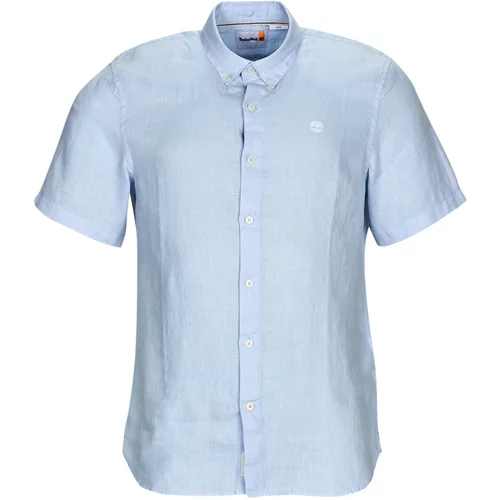 Timberland Srajce s kratkimi rokavi SS Mill River Linen Shirt Slim Modra