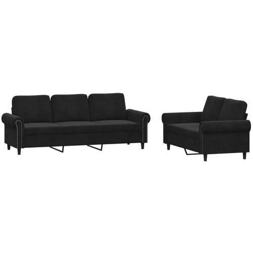 vidaXL 2-dijelni set sofa s jastucima crni baršunasti Cene