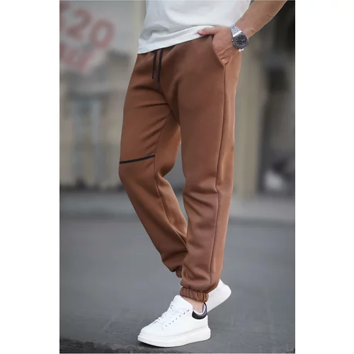 Madmext Men's Brown Pocket Detailed Basic Sweatpants 6523