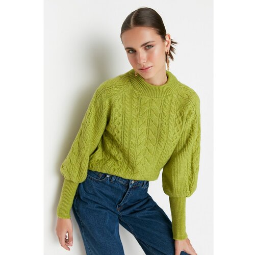 Trendyol Green Crew Neck Knitwear Sweater Slike