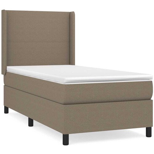  Krevet s oprugama i madracem smeđesivi 100 x 200 cm od tkanine Slike
