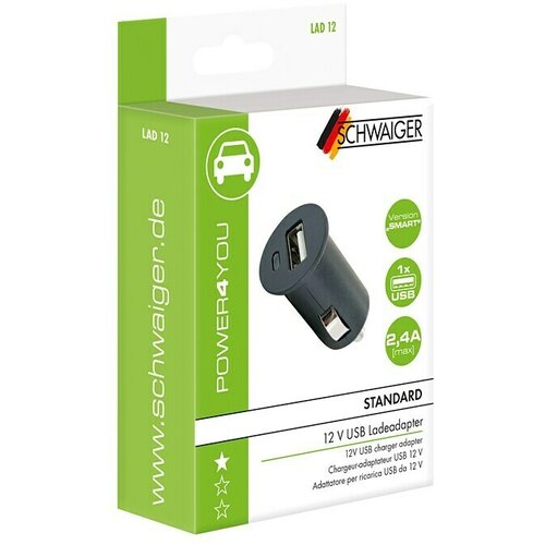 SCHWAIGER Avtomobilski polnilec USB (Črne barve, Spojnik USB A, vtič za vžigalnik za cigarete (SAE J563)) Cene