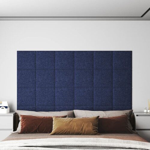 VidaXL Stenski paneli 12 kosov modri 30x30 cm blago 1,08 m&amp;sup2; Slike