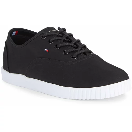Tommy Hilfiger Tenis superge Canvas Lace Up Sneaker FW0FW07805 Black BDS
