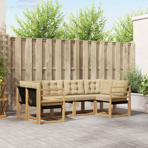  Set vanjskih sofa 6 kom. Bijela i bež Smeđa 245 x 126,5 x 73 cm Cene