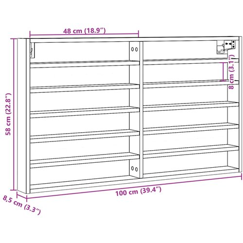  Vitrina boja sivog hrasta sonome 100x8,5x58 cm drvena Slike