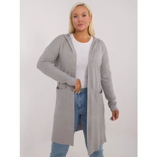 Fashion Hunters Grey plus size cardigan with hood