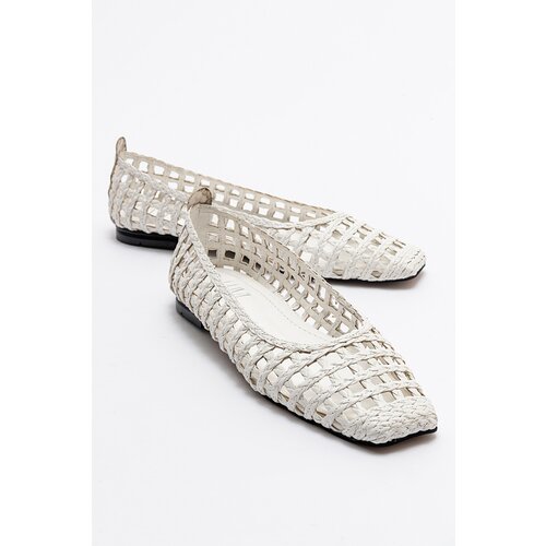 LuviShoes ARCOLA Women's White Knitted Patterned Flats Slike