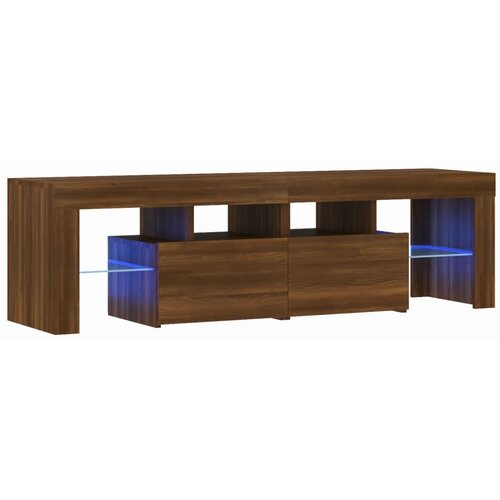 Maison Chic TV omarica - TV stojalo - Televizijska omarica z LED lučkami rjav hrast 140x36,5x40 cm, (21701242) Cene