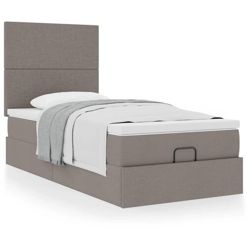 vidaXL Otomanski posteljni okvir z vzmetnico taupe 90x200 cm blago Cene