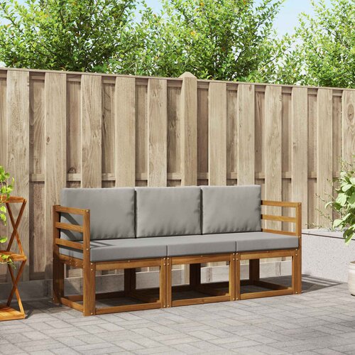  Set vanjskih sofa s jastukom 3 pcs Prirodna i svijetlo siva Cene