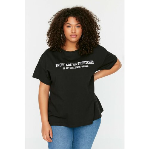 Trendyol Curve Black Printed Knitted T-Shirt Slike