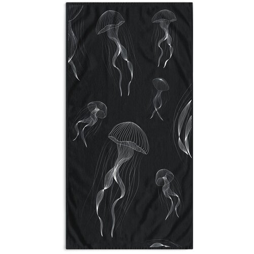 DecoKing Crno-bijeli ručnik za plažu 90x180 cm Jellyfish - Slike