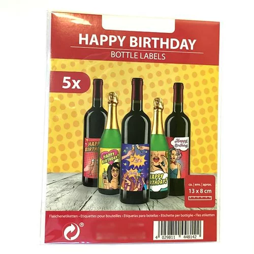  Nalepke za steklenice, Fancy 5 kos - Happy birthday 2