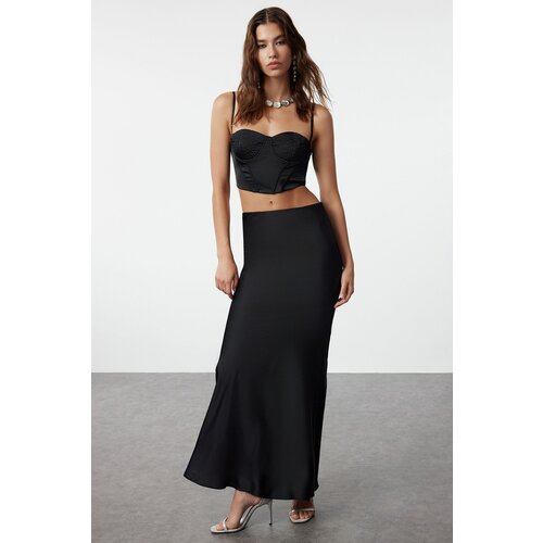 Trendyol Black Satin Skirt Slike