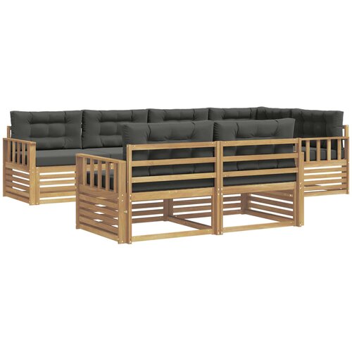  Set vanjskih sofa 7 kom. Bijela i antracit Poliester Smeđa 327 x 168,5 x 73 cm Slike