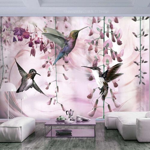  Samoljepljiva foto tapeta - Flying Hummingbirds (Pink) 441x315 Cijene
