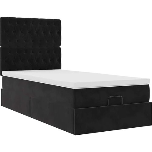 VidaXL otomanski okvir kreveta s madracima crni 90x200cm bar&amp;scaron;unasti Slike