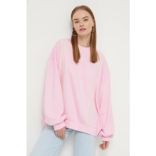 Adidas Bombažen pulover ženska, roza barva