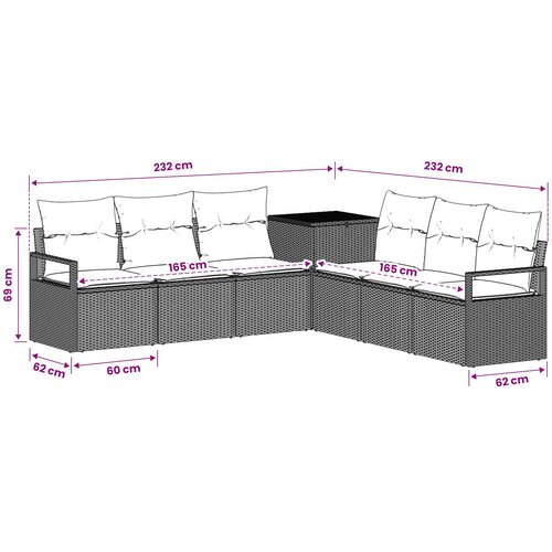  Set sofe 7 kom. Crna i krem-bijela 120 x 62 x 69 cm Slike