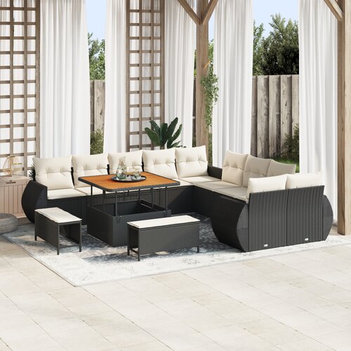 vidaXL 13-delni vrtni sofa set z blazinami črnega poli ratana, 3-delni vrtni jedilni set z blazinami črnega poli ratana Cene