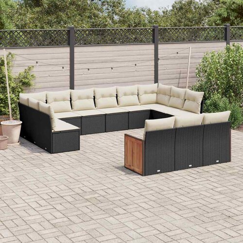  13-dijelni set vrtnih sofa s jastucima poliratan crni Cijene
