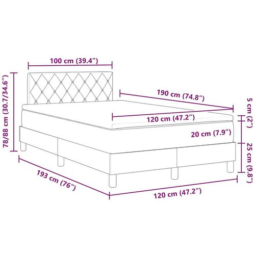 VidaXL Kutna Podnica s Madracem &amp;amp; LED Svjetlom Svjetlosiva 120x190 cm Bar&amp;scaron;un Slike