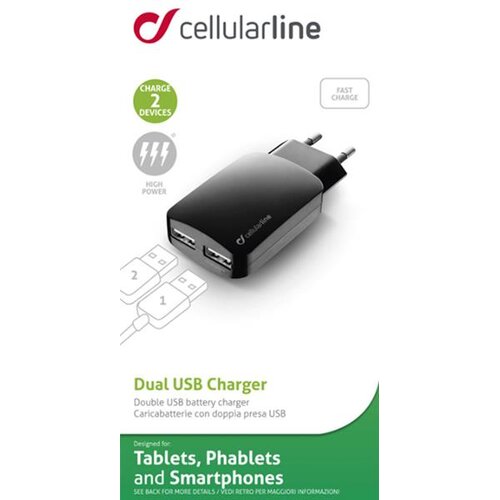 Cellular Line Kućni punjač Dual 15W, 2x USB-A, crni Cene
