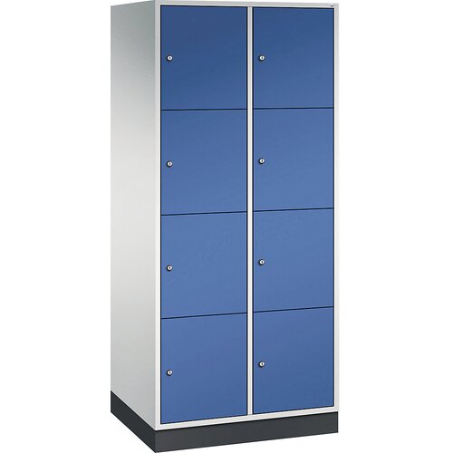 C+P Jeklena omara s predelki z zaklepanjem INTRO, višina predelka 435 mm, ŠxG 820 x 600 mm, 8 predelkov, korpus svetlo siv, vrata encijan modra Cene