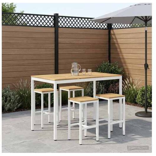 VidaXL Vrtni Bar Miza Bela 147 x 88,5 x 105 cm Masiven les akacije Slike