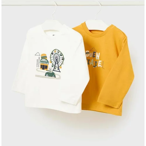 Mayoral Otroška bombažna majica z dolgimi rokavi 2-pack rumena barva