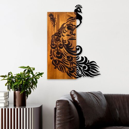 Wallity Zidna dekoracija Paun, 47 x 65 x 3 cm, Smeđa Cijene