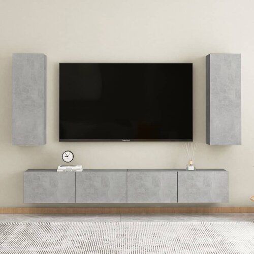 vidaXL 4-dijelni set TV ormarića siva boja betona od iverice Cijene