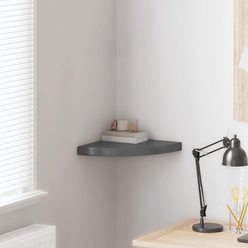  323913 Floating Corner Shelf High Gloss Grey 35x35x3,8 cm MDF Cijene