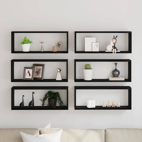 Police na zidu s policom Zidne 6 pcs Crni hrast 60 x 15 x 23 cm Slike
