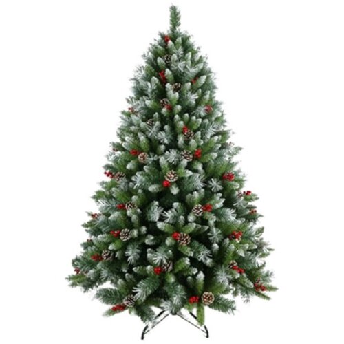  Novogodišnja jelka Snežna sa šišarkama i bobicama 180 cm 220028 Cene