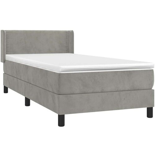 Box spring krevet s madracem svjetlosivi 90x190 cm bar&amp;scaron;unasti Slike