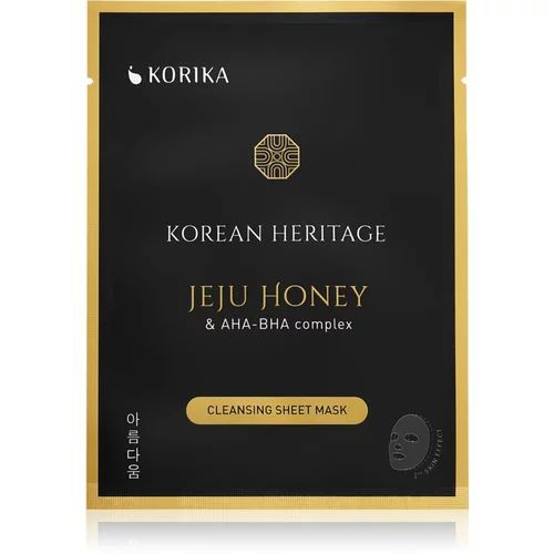 KORIKA Korean Heritage Jeju Honey & AHA-BHA Complex Cleansing Sheet Mask Sheet maska za čišćenje lica Jeju honey & AHA - BHA complex sheet mask