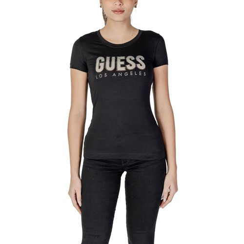 Guess Majice s kratkimi rokavi CN SS GLITTER DEGRAD W5GI14 J1314 Črna Cene