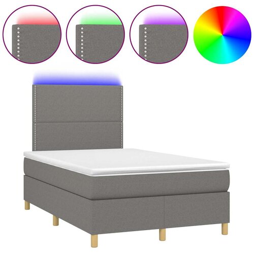  box spring s madracem LED tamnosivi 120 x 200 cm tkanina Slike