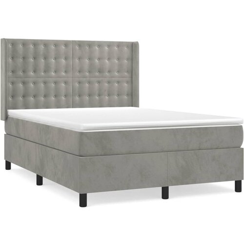 Maison Chic Box spring postelja - Vzmetna postelja z vzmetnico svetlo siva 140x200 cm žamet SL9235, (21900766) Cene