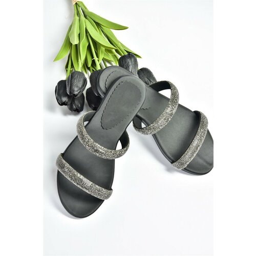 Fox Shoes Black Stone Detailed Women's Slippers Slike