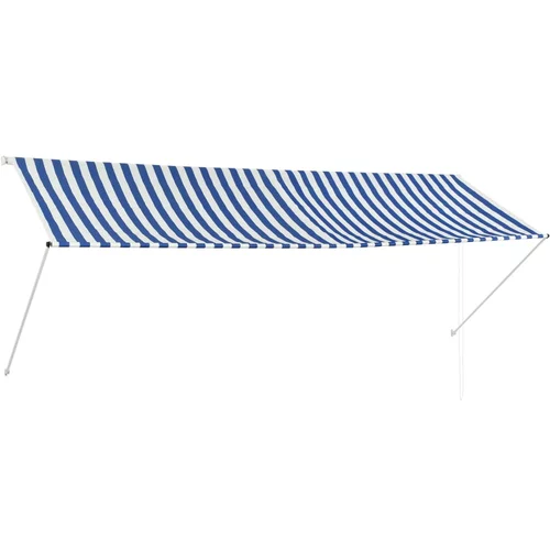 vidaXL Zložljiva tenda 350x150 cm modra in bela, (20610822)